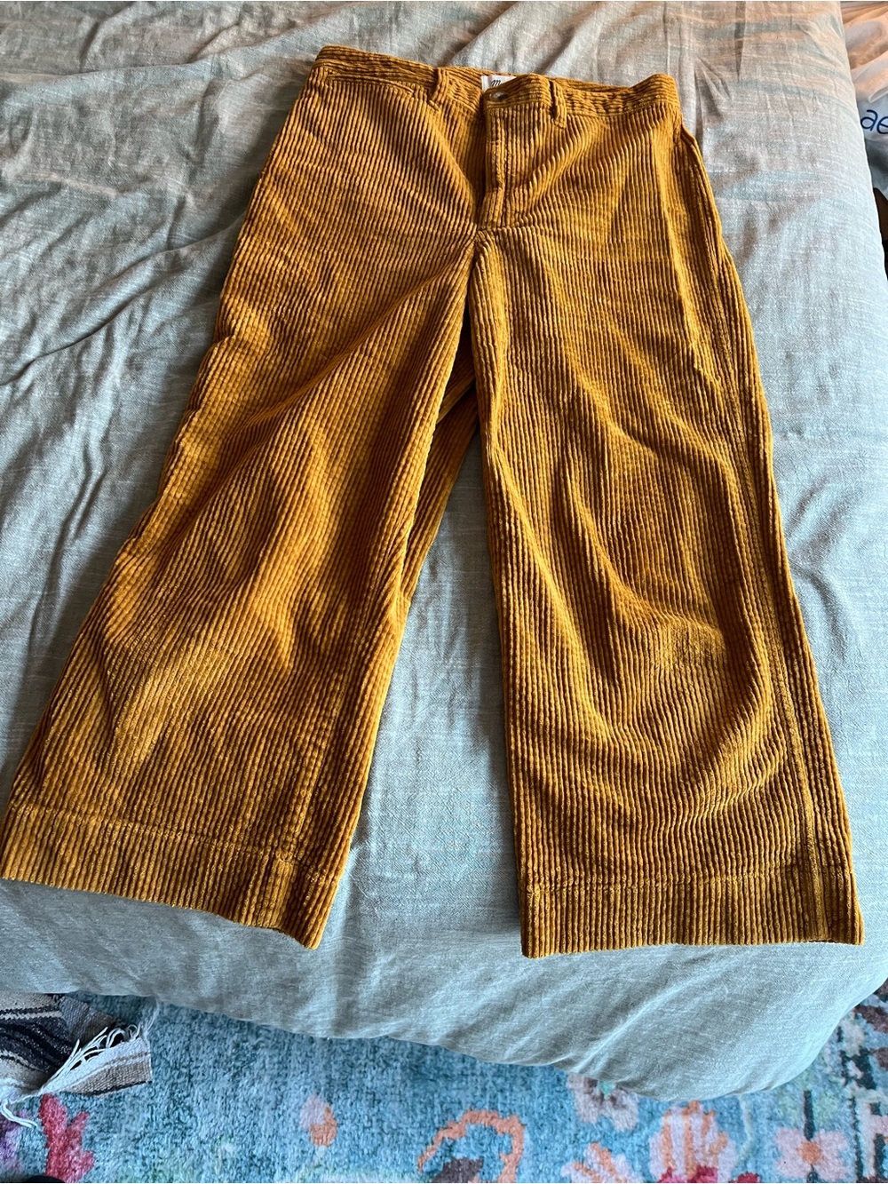 Wide-Leg Corduroy Pants in Mustard Yellow